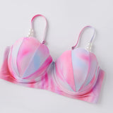 2026 Summer Women's Bikini Set Gradient Pink Shell Bra with Low Waist Shorts and Cover Up Skirt 3 Pcs Swimsuit
