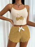 Summer Women Casual Summer 2pcs Pajamas Set Halter Vest Tops and Shorts Set Home Wear Sleepwear Loungerwear