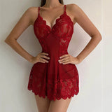 Semi-transparent Women Nightwear V-neck Bra Open Sleep Skirt Sexy Tulle Suspenders Exquisite Nightgowns Erotic Dress  Plus Size