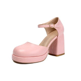NASBAVI Platform Pumps Chunky Heel Ankle Strap Shoes 2025 Spring Summer Wedding Shoes Fashion Sexy Mary Janes Pumps Big Size 48