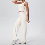 2PCS Yoga Set Women Tracksuit Nude Feeling Workout Sets Gym Clothes Push Up Fitness Running Sportswear Sport Straight tank suit