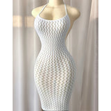 Fishnet Women Sexy Beach Cover Up Dress Women Stretch See Through Sleeveless without Bikini Swimsuit Coverup Mini Beachwea