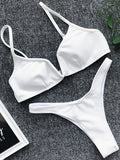 Ribbed V Shape Thong Bikini Women Swimwear Swimsuit Female Two-pieces Bikini set High Cut Bather Bathing Suit Swim Beachwear