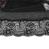 Sexy Women Mesh Printed Honeymoon Nightgown Lace Trim Adjustable Strap Sleep Dress Sheer Black Chemise Lingerie XS-L With Thong