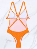 Wrinkled Criss Cross Backless Female Swimsuits One Piece Swimsuit Women Thong Swimwear High Cut Monokini Bathing Suit Swim Lady