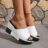 Women Wedges Slippers Summer High Heel Shoes Thick Sole Plus Size 42 Slip-on Style Female Street Fashion Sandals Outdoor Slides