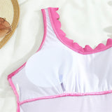 S - XXL 11 Colors Ribbed Frilled Women Swimwear One Piece Swimsuit Female Backless High Leg Cut Bather Bathing Suit Swim K7097