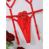 Toucheart Erotic Love Lingerie Panty Garters Patchwork 3PCS Skinny Backless Delicate Hot Women Seductive Intimate Underwear Set