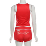European and American 2026 Spring and Summer Casual Contrast Color Halter Backless Top High Waist Butt Lifting Shorts Set