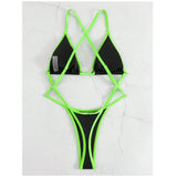 Cikini Summer Beach Women's Contrast Trim Halterneck One-Piece Swimsuit Sexy Swimwear Bathing Suit