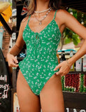 2026 Strappy Swimsuit One Piece Sexy Printed Floral Swimwear Women Bathers Bathing Swimming Swim Suit Padded Beachwear Summer