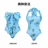Bandeau 2 Pieces Bikini Sexy Women Swimsuit Swimwear Female Dress Cover Up Printed Biquini Beachwear Bathingsuit Swimming Suits