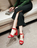 Women Sandals New Summer Fashion Sandals Medium High Heels Outdoor Elegant Wedding Shoes Bridal Plus Size Buckle Strap Sandals