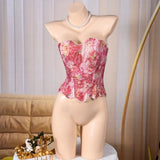 Toucheart Hot Girl Suspender Sexy Top with Fishbone Corset Intimate Hollow See-through Lace Classic Romantic Retro Palace Corset