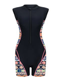2026 Zipper Rushguard Sleeveless Slim Swimsuit Women One Piece Swimwear Female Bather Bathing Swimming Swim Surf Suit Beachwear