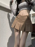 2024 Autumn Cute Aesthetic Y2k Micro Skirts High Waist Harajuku Streetwear Mini Skirt Sexy A-line V Waist Design Pleated Skirts