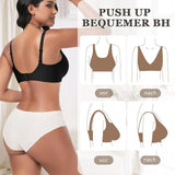 Women's Deep V Seamless Wire-Free Bra Plus Size Solid Color 3/4 Cup Thin Bra Comfortable Push-up Bra Underwear