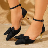 White Pointed Toe Boaknot Sandals Women 2025 Thin High Heels Mary Jane Shoes Woman Eelgant Ankle Buckle Wedding Party Shoes 42