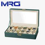 Jewelry Eyewear Organizer Travel-friendly Hard Leather 12-Slot Watch Storage Box with Velvet Watch Case Display Packaging