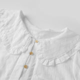 Women Doll Collar Loose Floral/Solid Tops Short Sleeve Button-down Shirts Casual Summer Streetwear