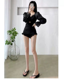 New long sleeved swimsuit for women slimming and conservative soaking in hot springs one-piece high-end sense swimsuit for women