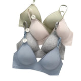 Plunge Non-wire Triangle Cup Bra Women's Invisibale Underwear Letter Straps Ribbed Bralette Sexy Lingerie Sleep Intimates S-XL