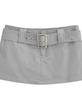WOMENGAGA Spicy Girl Wide Belt Low Waist Short Skirt Women Safety Skorts Mini Short Skirt Summer New Half Skirt Fashion AH7O