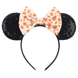 Disney Mickey Mouse Ears Leopard Print Headbands for Girls Baby Women Sequins 5"Bows Hair Accessories Adults Hairbands Kids Gift