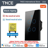 TNCE Tuya US Switch WIFI or Zigbee need/No Neutral Wire Require 1/2/3/4 Gang Smart Touch controller Voice With Alexa Google Home