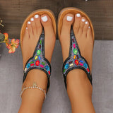 Colorful Crystal Bohemian Sandals Women Summer Anti Slip Clip Toe Beach Sandles Woman Comfy Flat Heel Gladiator Sandalias Mujer