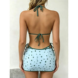 With Skirt Polka Dot Halter Bikini Female Swimsuit Women Swimwear Three-Pieces Bikini Set Strappy Bather Bathing Suit Swim V8380