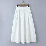 Summer Women White Cotton Dress Set 2025 Top+skirt 2 Pcs Outfit Ruffles Button Slim Top A-line Maxi Skirt Beach Casual Dress