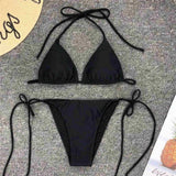 New Sexy Neon Pink Brazilian Bikini Women Swimwear Halter Swimsuit Female Two-Pieces Bikini Set Bather Bathing Suit Swim V1312