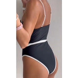 2026 New Sexy Splicing Underwired Women Swimwear One Piece Swimsuit Female High Leg Cut Padded Bather Bathing Suit Swim V5918