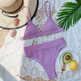 5 Colors Sexy Bikini Women Solid High Waist Swimwear Swimsuit Bikinis Set Ribbed Bathing Suit Female Maillot De Bain Femme 2026