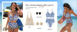 Women Sexy Floral Bikini High Waist Tummy Control Floral Bikini U Line Cross Back Padded Bikini Two Piece Beach Swimsuit