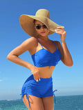 Wrinkled Knotted Shorts High Waist Bikini Female Swimsuit Women Swimwear Two-pieces Bikini Set Tankini Bathing Suit Swim Beach