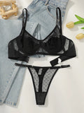 New French style erotic lingerie European and American thin jacquard mesh hollow comfortable bra set MR2669