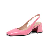 NASBAVI Slingback Sandals Summer Shoes Elegant Pink Black Nude Medium Heels Pumps Close Toe Office Party Shoe Female Large Size