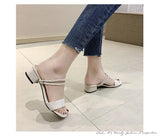 Women Sandals Chunky Heels Slides Summer 2026 Elegant Shoes Women Slipper Big Size 34-42 Fashion Summer Sandal Women