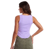 Summer Women's Solid Ribbed Tank Tops Stylish Sleeveless U Neck Camisole with Metal Buckle Straps Gothic Punk Vest