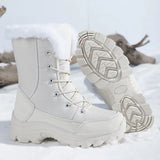 Winter Snow Boots  Women Waterproof Non-Slip Warm Northeast-Style Large Cotton Shoes, Ski , Fleece-Lined,  High-Top Cotton Boots