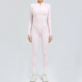 Padded Women Long Sleeve Sport Yoga Jumpsuit Workout Clothes for Women Sportwear Backless Zipper Fitness Gym Outfit