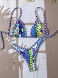 New Bikini Woman Sets Triangle Top Tie Side Bottom Bikinis Crochet Set Swimwear Multicolor Two Piece Swimsuit Women's Beach Wear