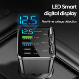 Elough 7 In 1 Car Charger Retractable USB C To ios Cable For iPhone Samsung Car Phone Charger USB Cigarette Lighter QC Adapter