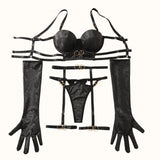 Toucheart Erotic Lingerie Hollow Seductive Shaping Bra Set Gathering Passionate Sexy Luxurious Intimate Underwear Four-piece Set