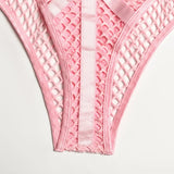 Toucheart Erotic Halter Bodysuit Large Mesh Splicing Andheavy Craftsmanship Women Hollow Seductive Intimate Hot Private Bodysuit