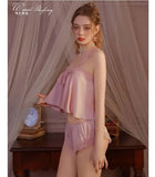 Pure Desire Home Wear Set New Sweet Style Camisole Shorts Pajamas Thin Sexy Ice Silk Home Wear Two-Piece Casual Style Sets N5GK