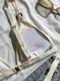 Splicing Ribbed High Cut Ring Mini Micro Bikini Women Swimwear Female Swimsuit Two-pieces Bikini Set Bathing Suit Swim Beachwear