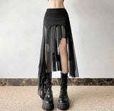 Sexy Irregular Y2K Skirts Women Vintage American High Waist Slim Slit Long Skirt Casual Lady Streetwear Retro Summer Skirts XGM8